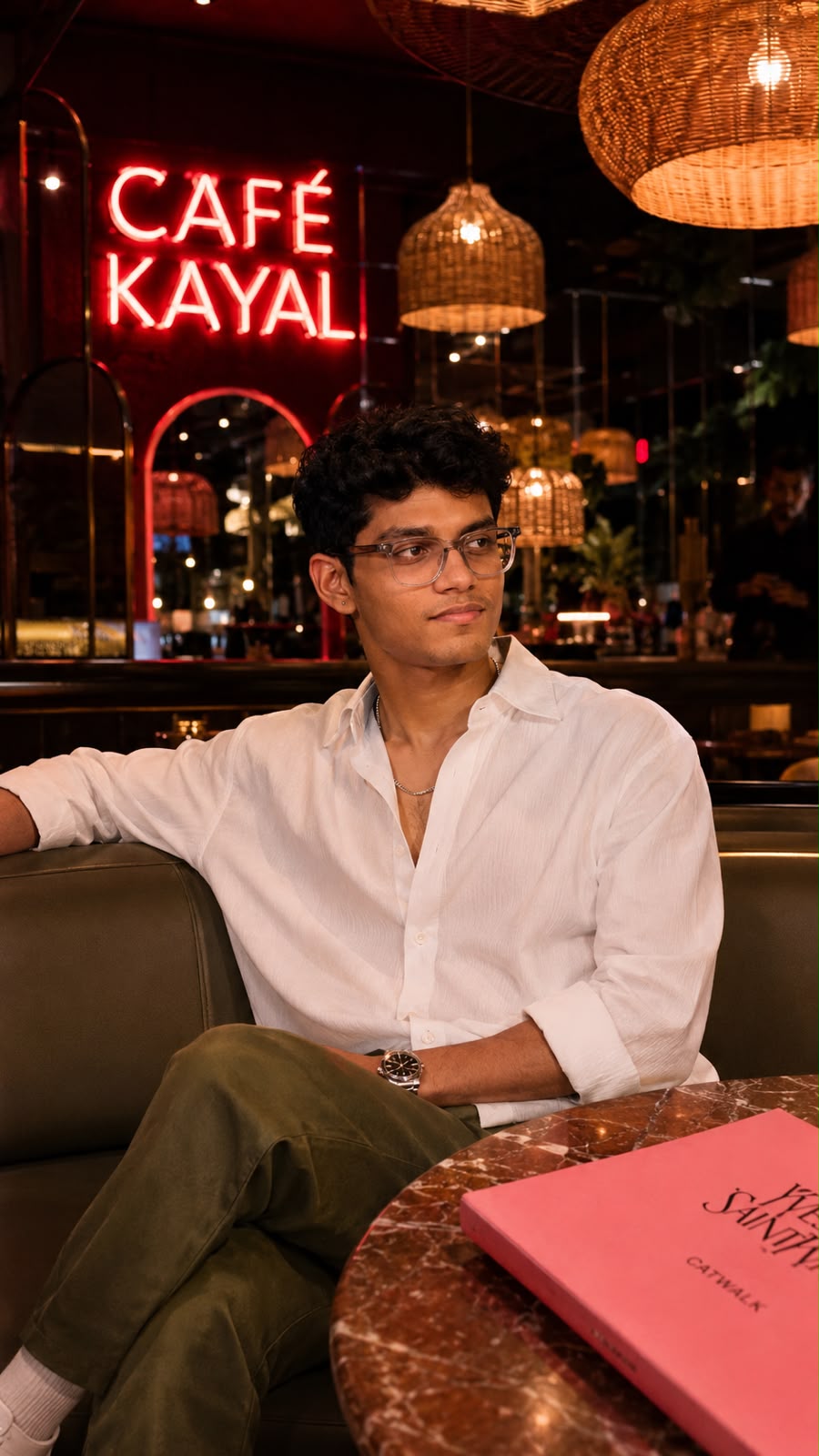 Kumara Tejas Shettigar seated at a café